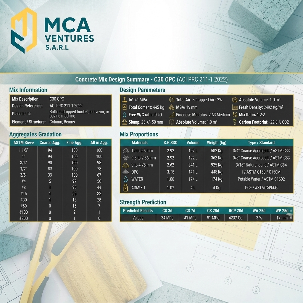 تصميم خلطات الخرسانة Summary - MCA Ventures